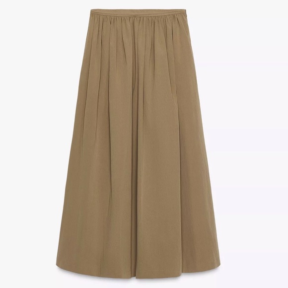 NWT ZARA ZW Collection Cape Midi Skirt Size XL Beige, khaki, taupe - Picture 5 of 13